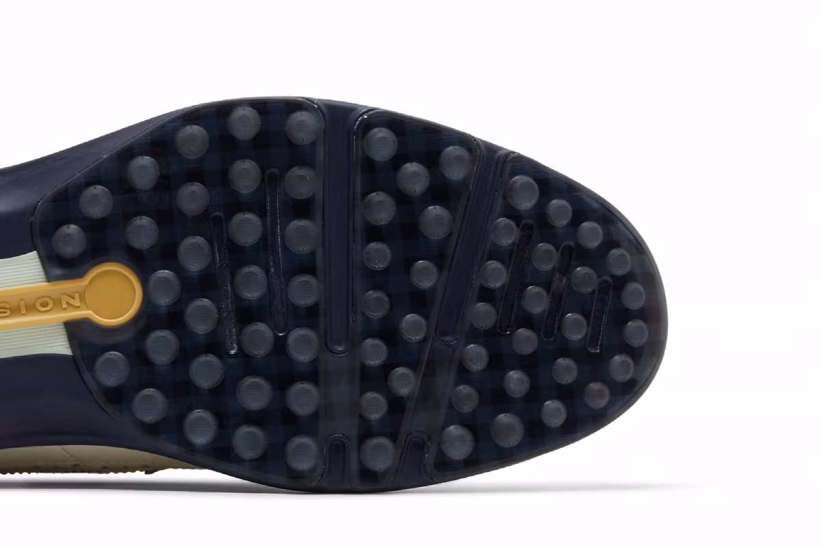 Malbon Golf x adidas MC87 Spikeless Golf Off White Collegiate Navy, view 6