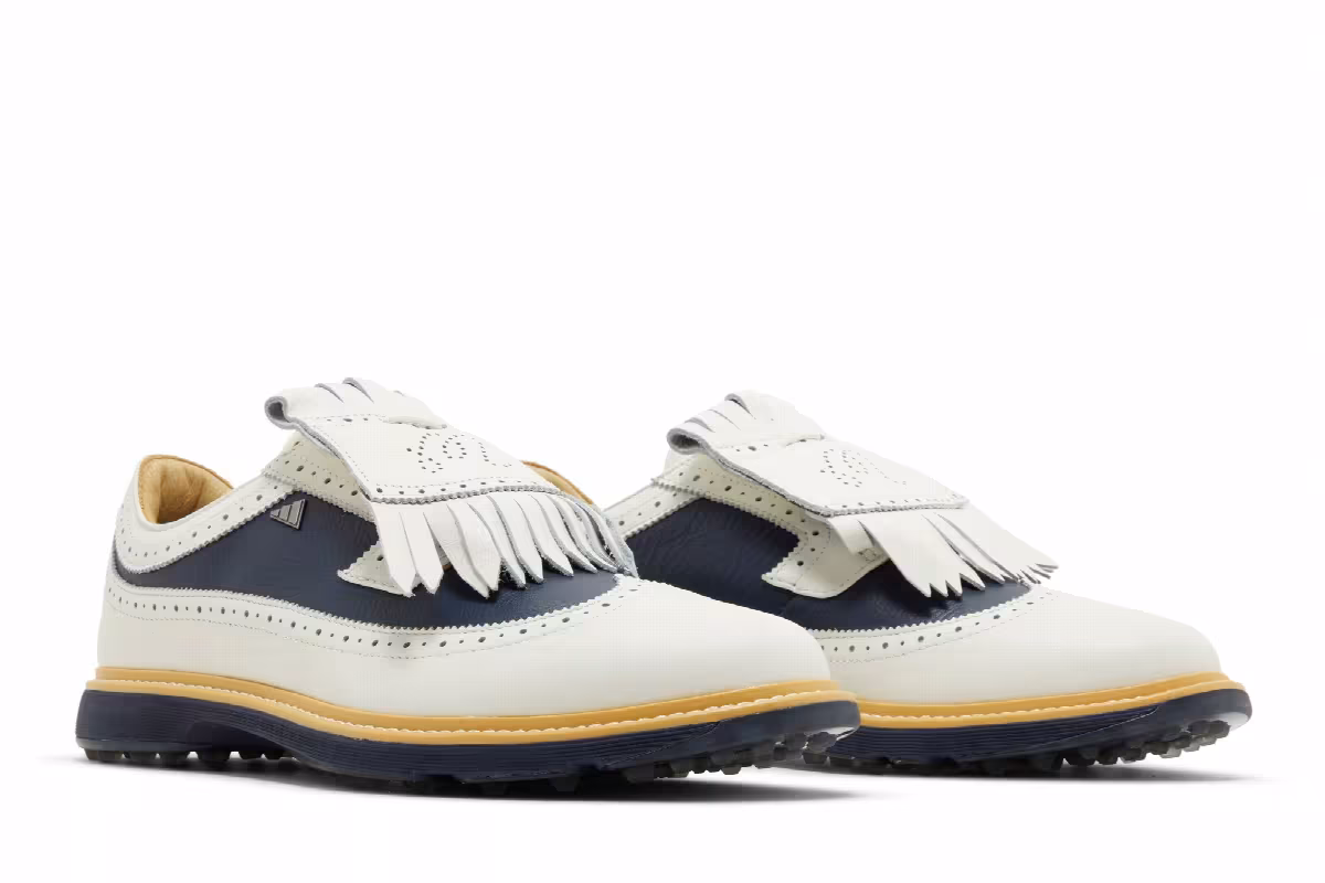 Malbon Golf x adidas MC87 Spikeless Golf Off White Collegiate Navy, view 9