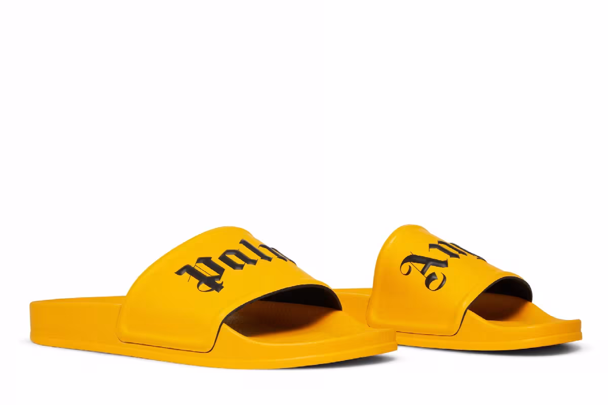 Palm Angels Logo Slide Yellow Black, view 9