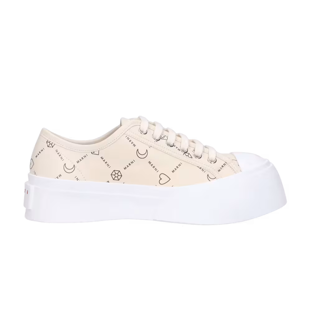 Marni Women's Pablo Lace-Up Sneaker Allover Print - Beige