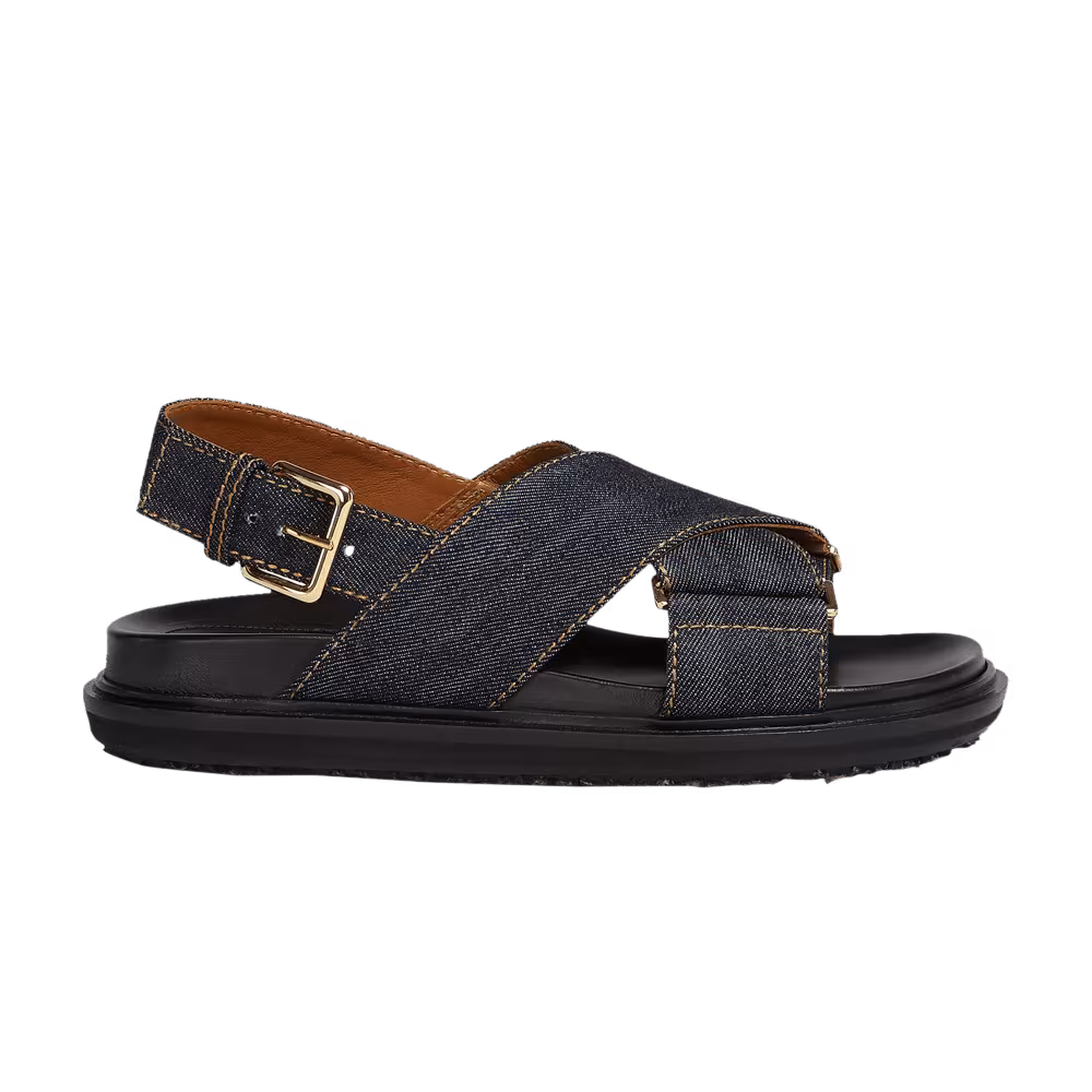 Marni Women's Criss-Cross Sandal Blue Denim
