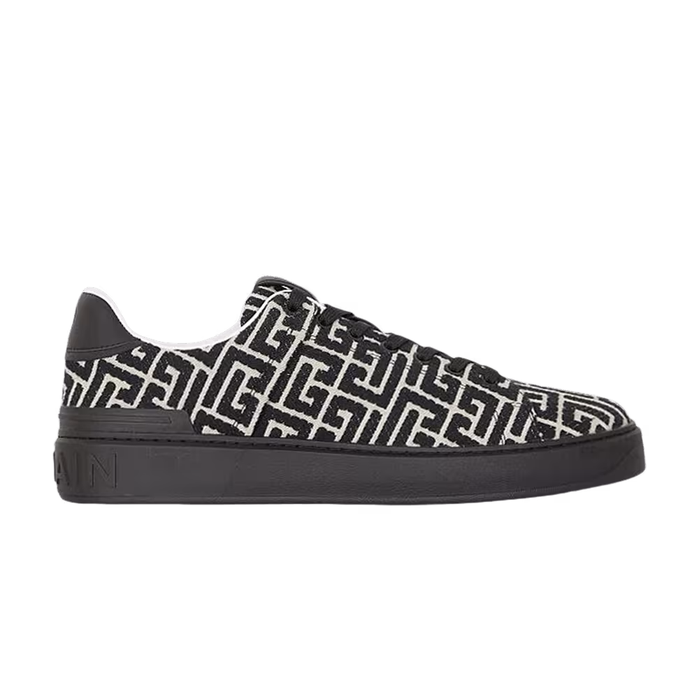 Balmain Monogram Jacquard B-Court Trainer Black