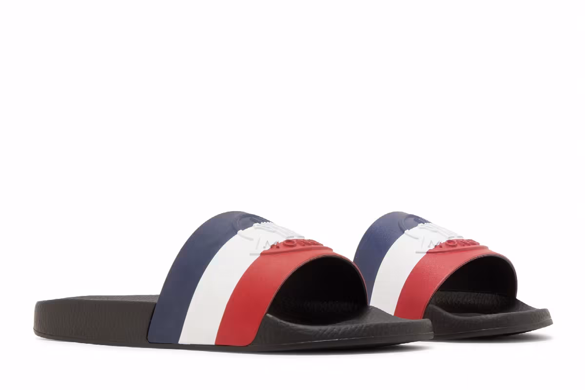 Moncler Basile Pool Slide Black Tricolour, view 9