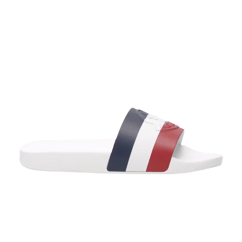 Moncler Basile Pool Slide White Tricolour