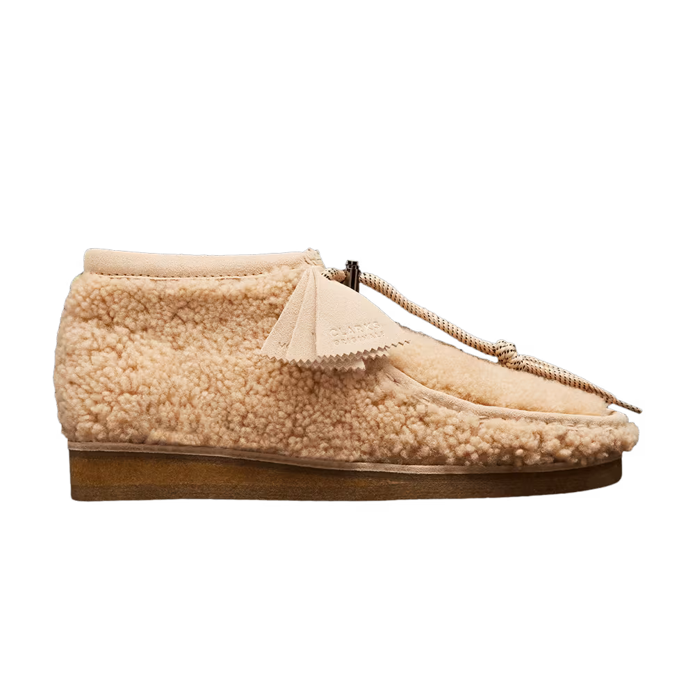 Clarks x Moncler Wallabee Shearling Beige
