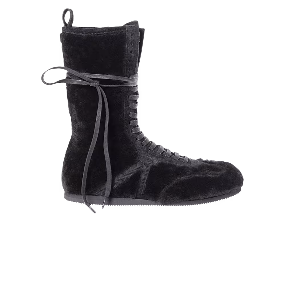 Ann Demeulemeester Women's Fides Soft High-Top Boxing Sneaker Shearling Dark Brown