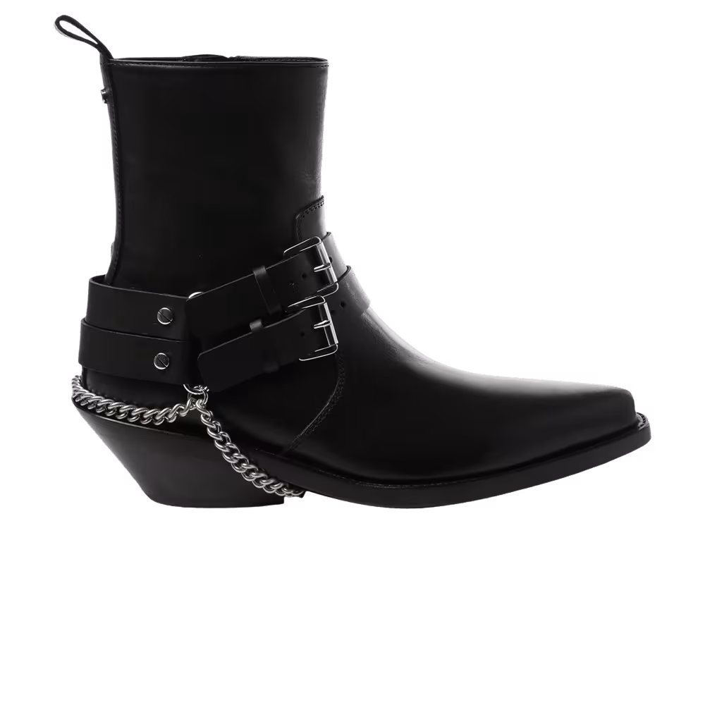 Ann Demeulemeester Women's Kiril Santiags Belts Ankle Boot Black