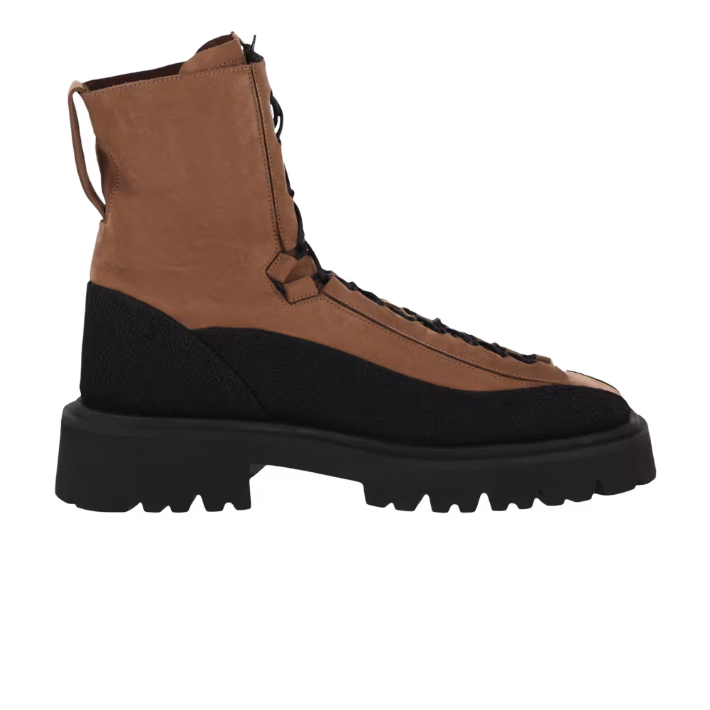 Ferragamo Atlante Combat Boot Extra Wide Medium Brown