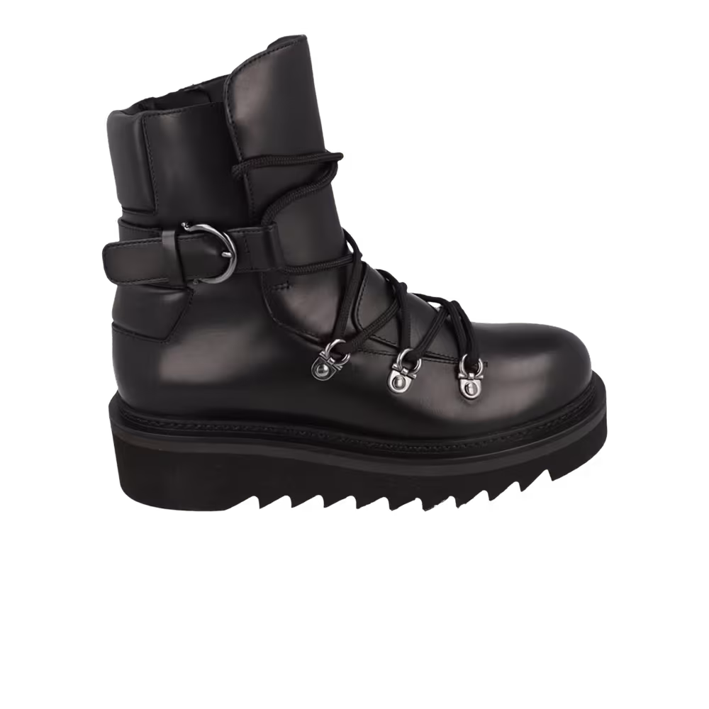 Ferragamo Women's Elimo Lace-Up Leather Boot Black