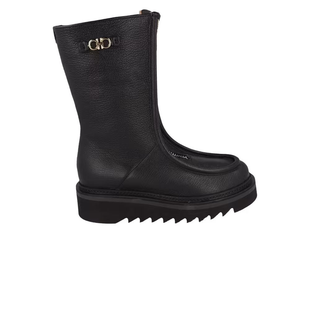 Ferragamo Women's Eurialo F Leather Boot Black