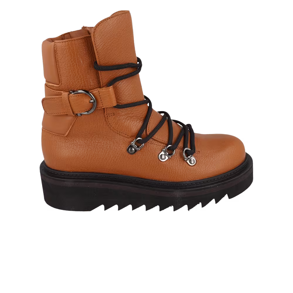 Ferragamo Women's Elimo Lace-Up Leather Boot Medium Brown