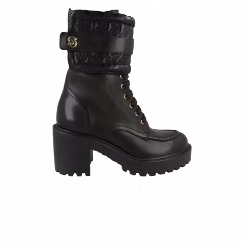 Ferragamo Wmns Shiraz Leather Combat Boot 'Black'