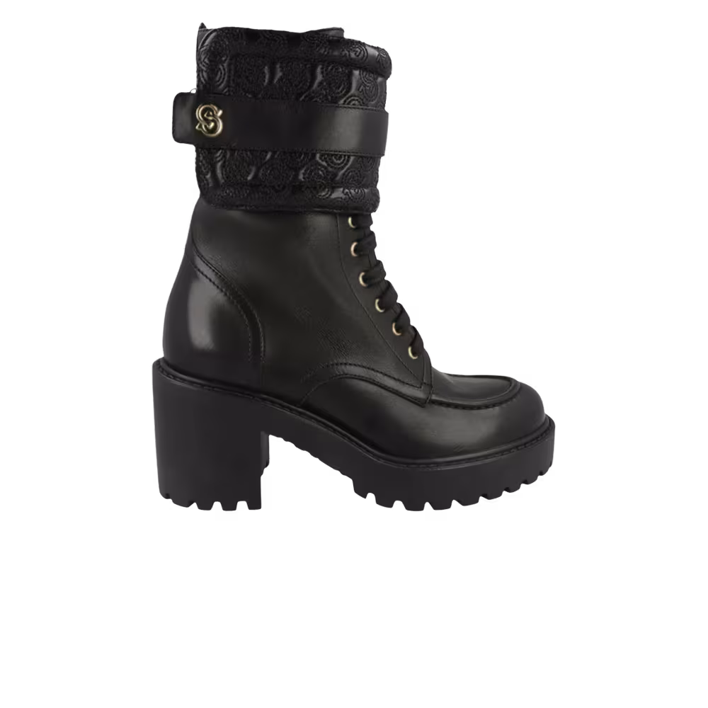 Ferragamo Women's Shiraz Leather Combat Boot Black