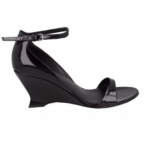 Wmns Ferragamo Vidette Patent Leather Wedge Sandal 'Black'