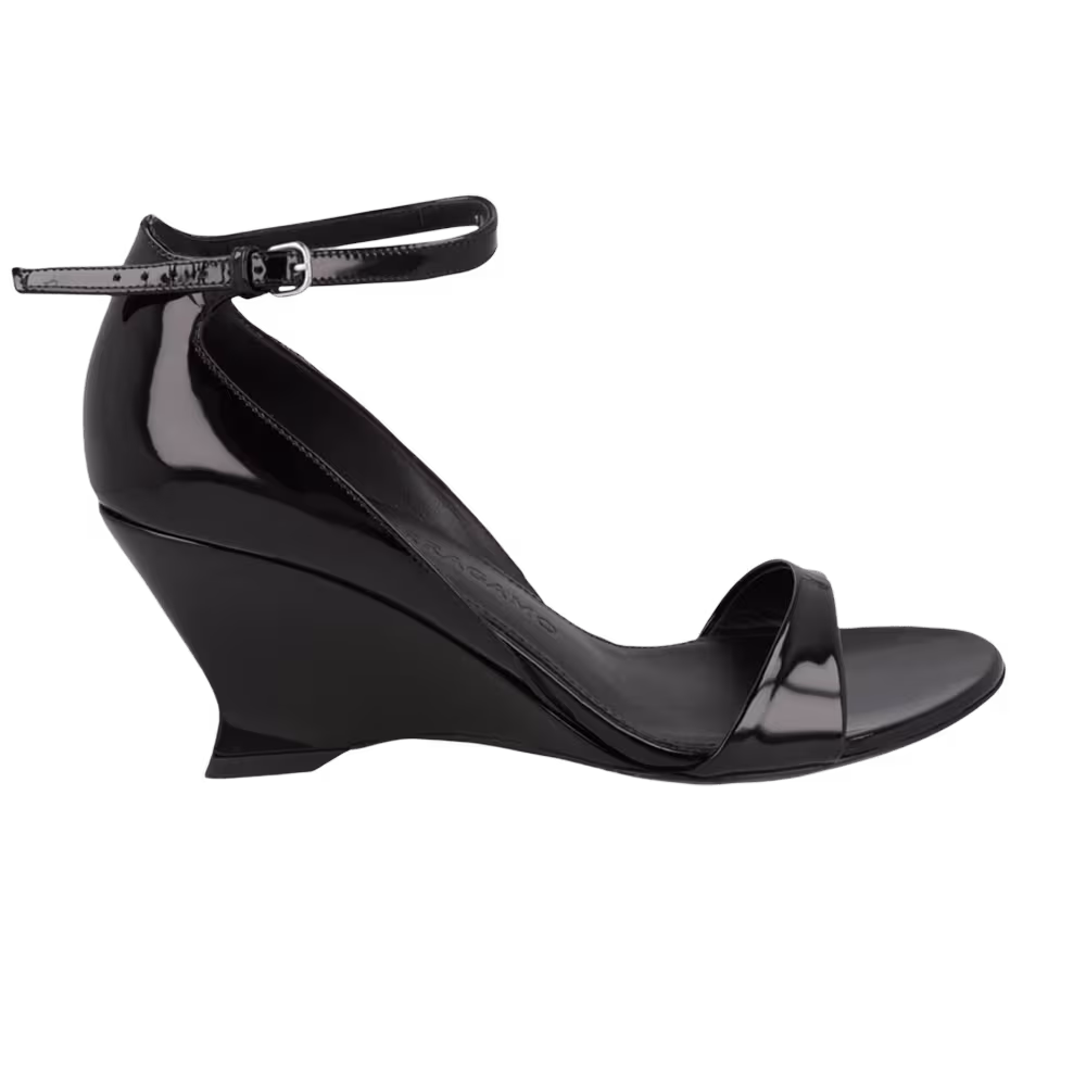 Women's Ferragamo Vidette Patent Leather Wedge Sandal Black