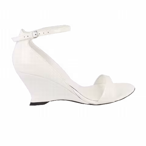 Wmns Ferragamo Vidette Patent Leather Wedge Sandal 'White'