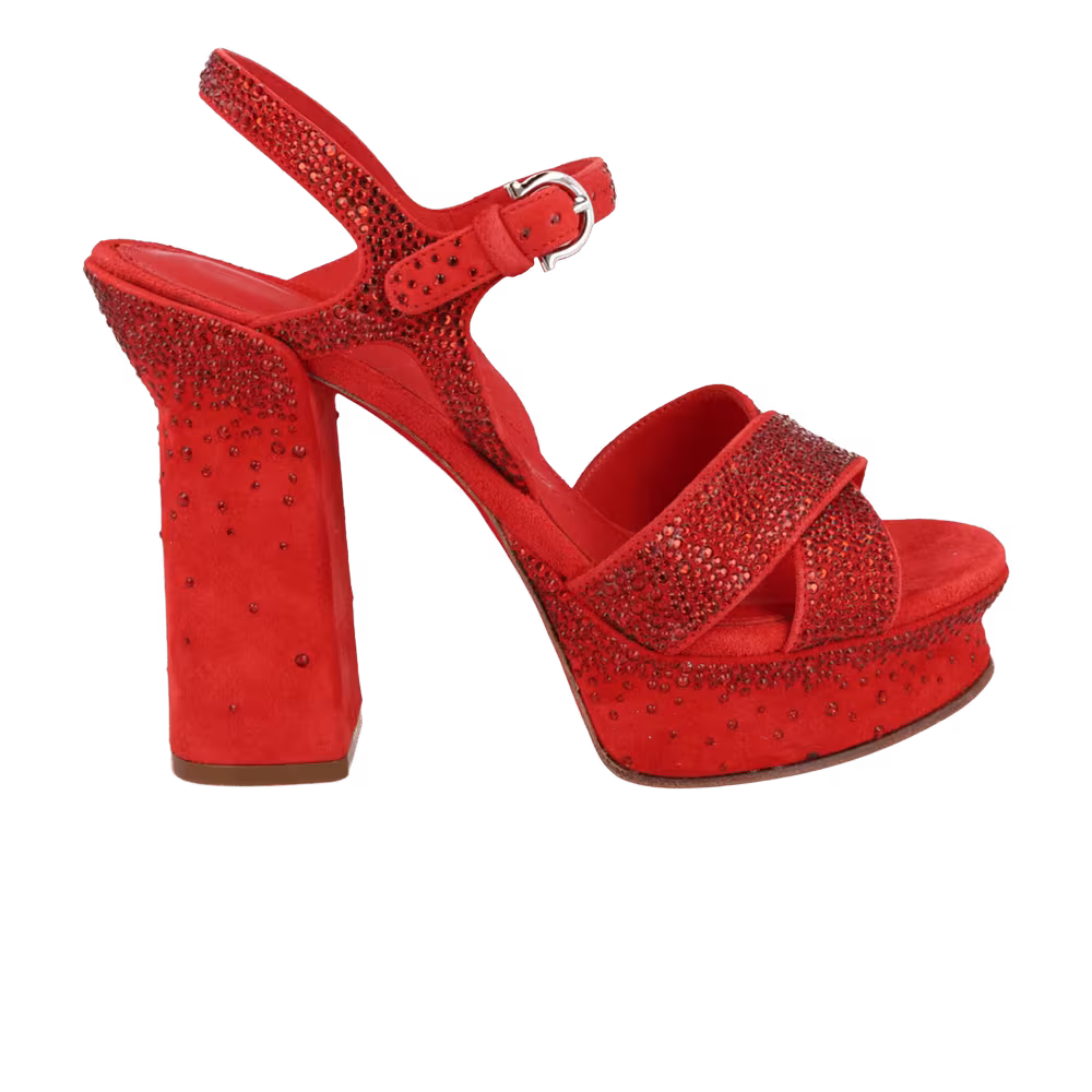Women's Ferragamo Sonya Suede Platform Sandal Red