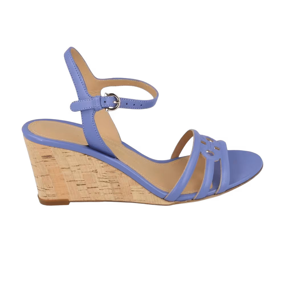 Ferragamo Women's Fieri Leather Wedge Sandal Bue