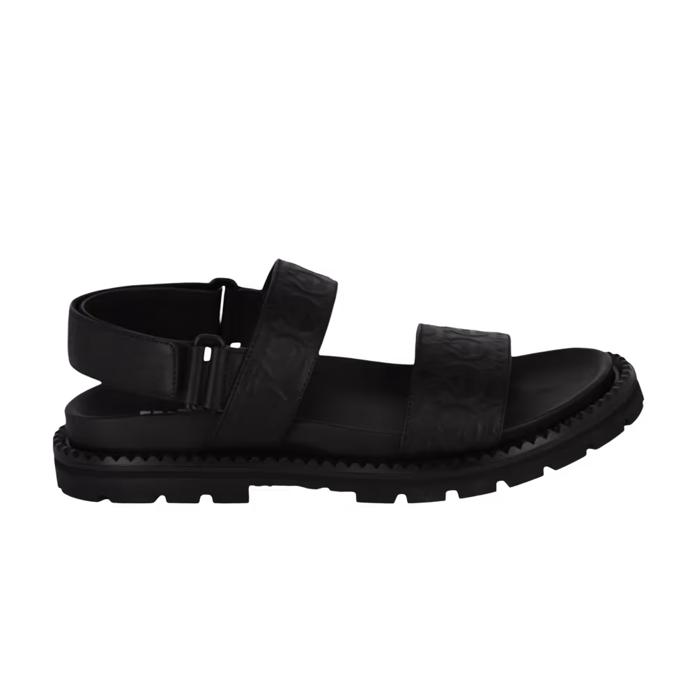 Ferragamo Notorius Leather Gancini Strap Sandal Black