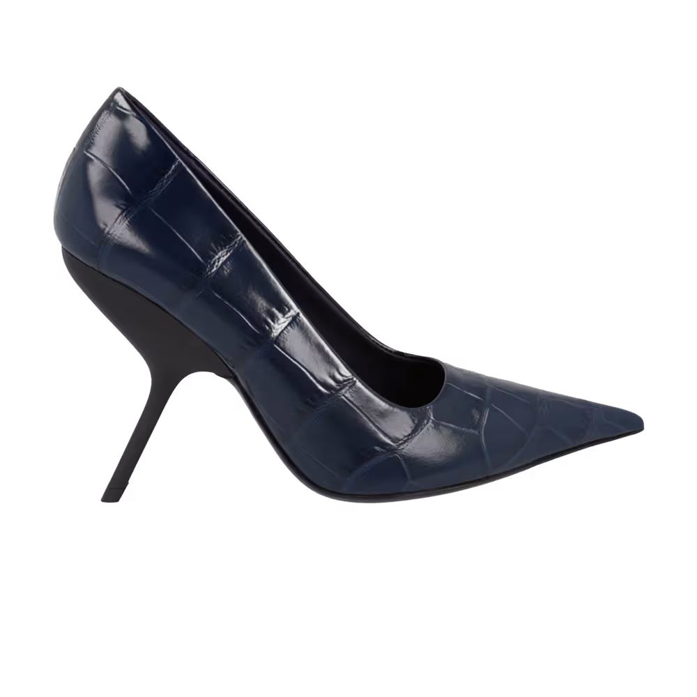 Women's Ferragamo Eva X5 Croc Embossed Pump Blue