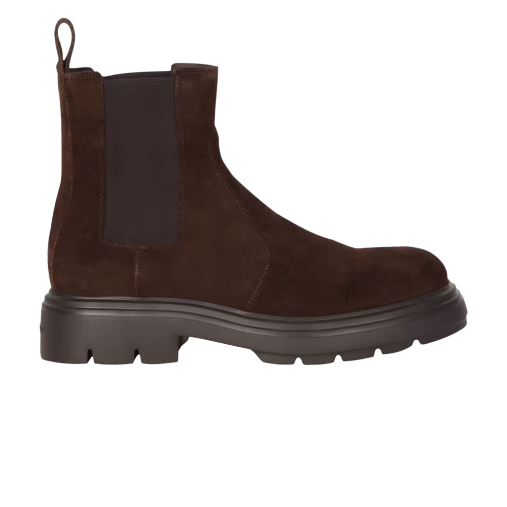 Ferragamo Doran Suede Chelsea Boot Medium Brown