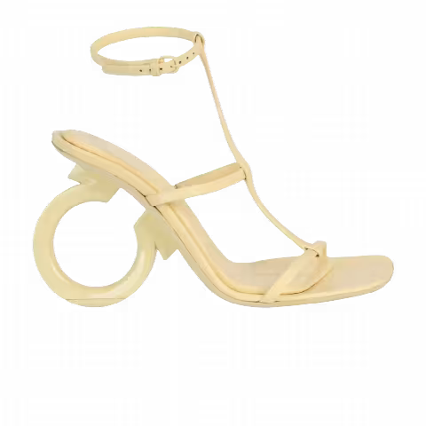 Wmns Ferragamo Elina X5 Gancini Logo Heel 'Light Yellow'
