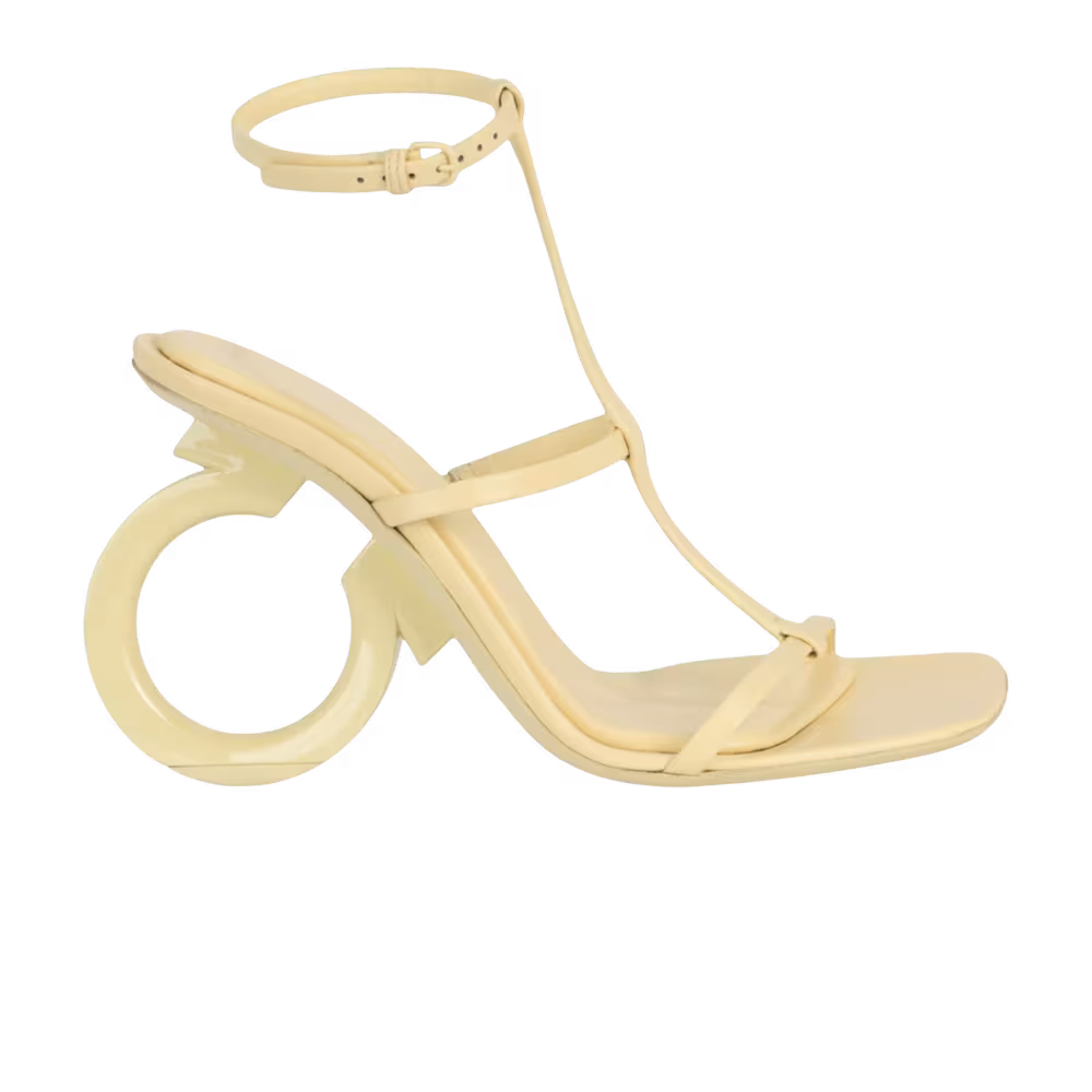 Women's Ferragamo Elina X5 Gancini Logo Heel Light Yellow