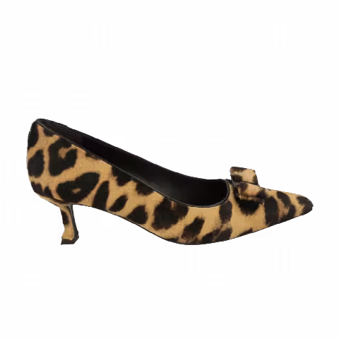 Wmns Ferragamo Siwar Leopard Print Kitten Heel 'Bone'