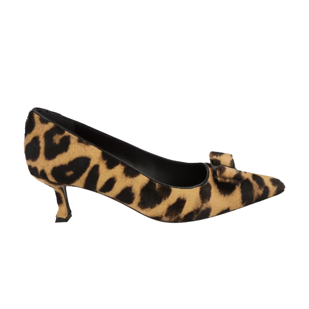 Women's Ferragamo Siwar Leopard Print Kitten Heel Bone