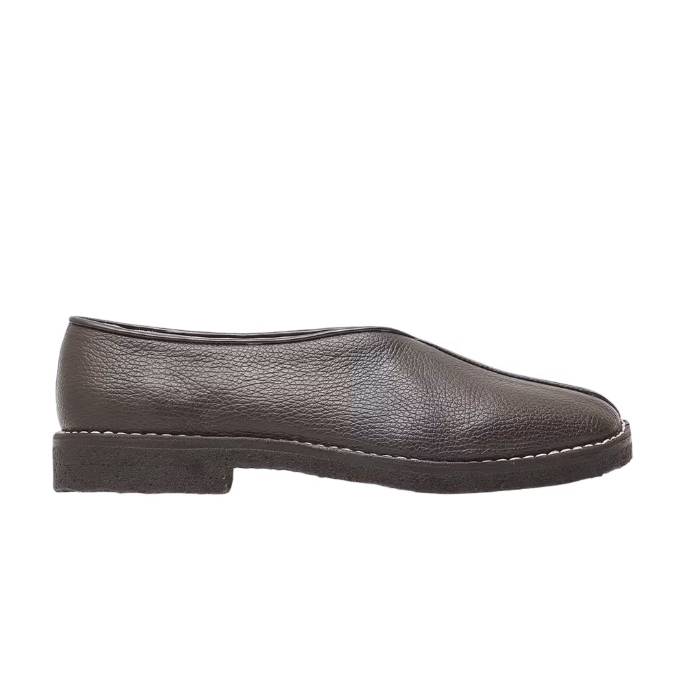Lemaire Piped Crepe Slipper Dark Brown