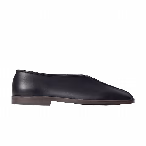 Lemaire Wmns Flat Piped Slipper 'Black Dark Chocolate'