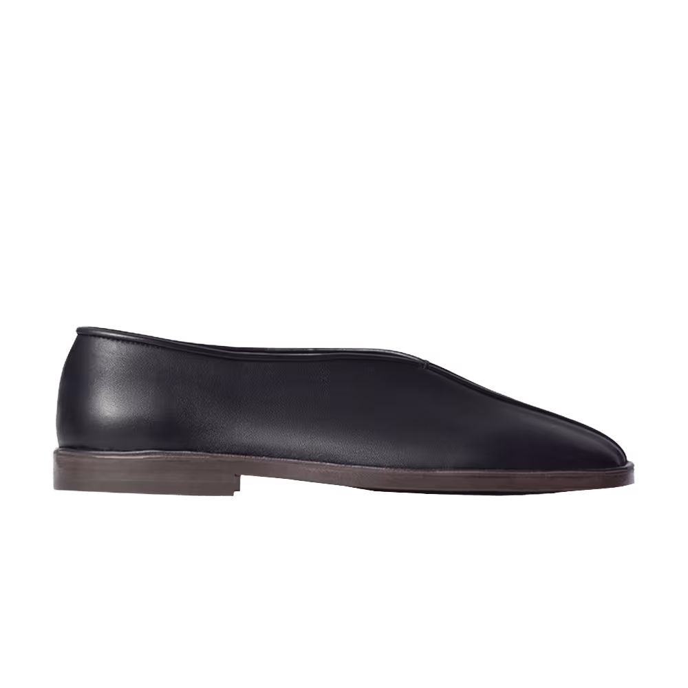 Lemaire Women's Flat Piped Slipper Black Dark Chocolate