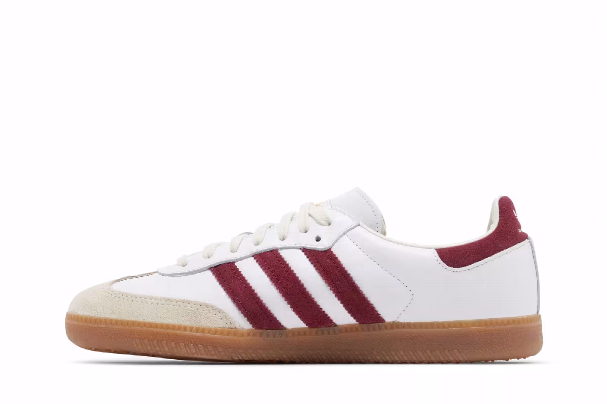 Sporty & Rich x adidas Samba OG White Core Burgundy, view 4