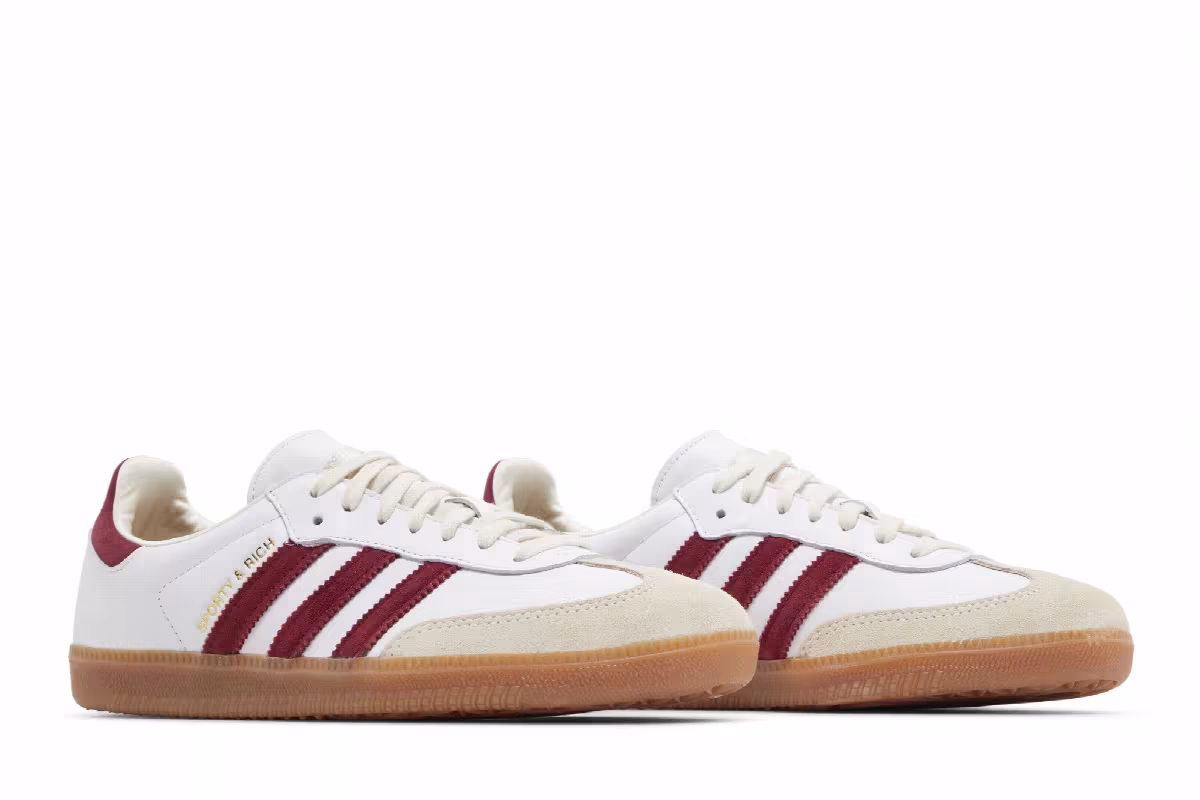 Sporty & Rich x adidas Samba OG White Core Burgundy, view 9