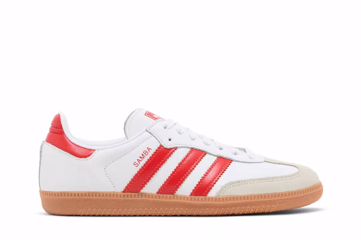 adidas Women's Samba OG White Solar Red Gum, view 2