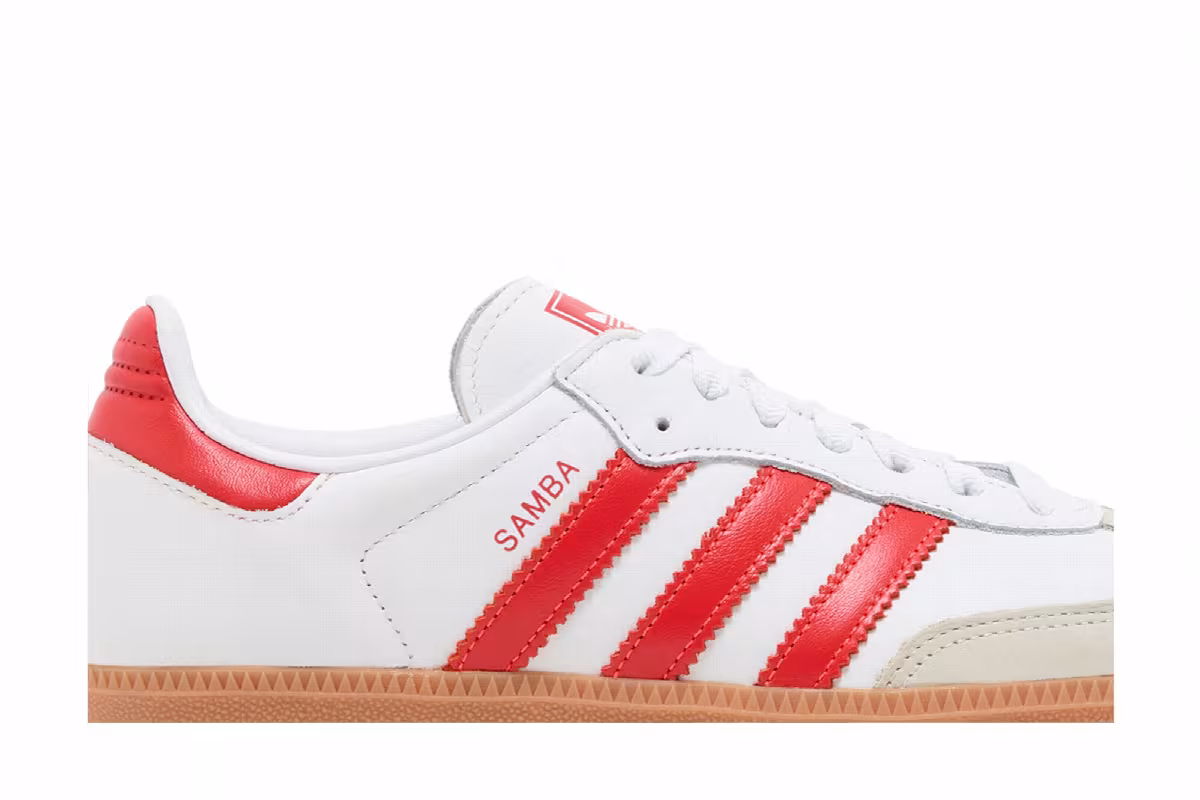 adidas Women's Samba OG White Solar Red Gum, view 3