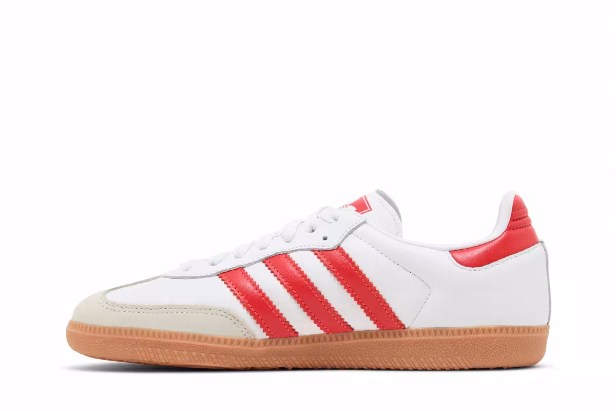 adidas Women's Samba OG White Solar Red Gum, view 4