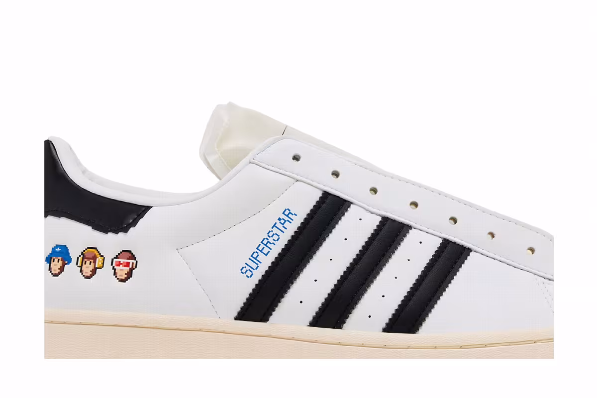 Monkey Kingdom x adidas Superstar White Black, view 3