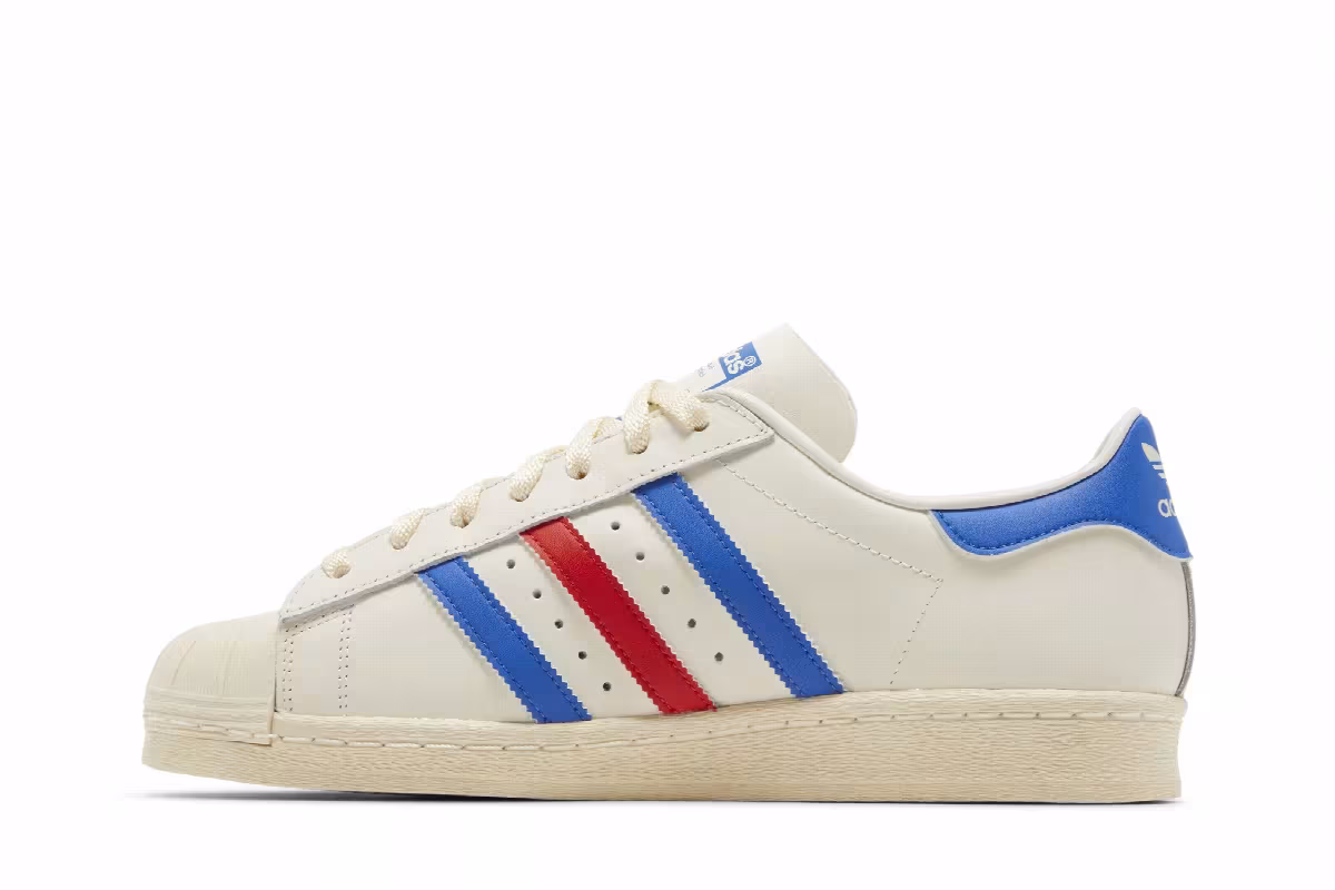 Adidas Superstar 82 White Blue Red, view 4
