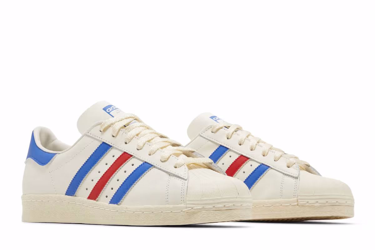 Adidas Superstar 82 White Blue Red, view 9