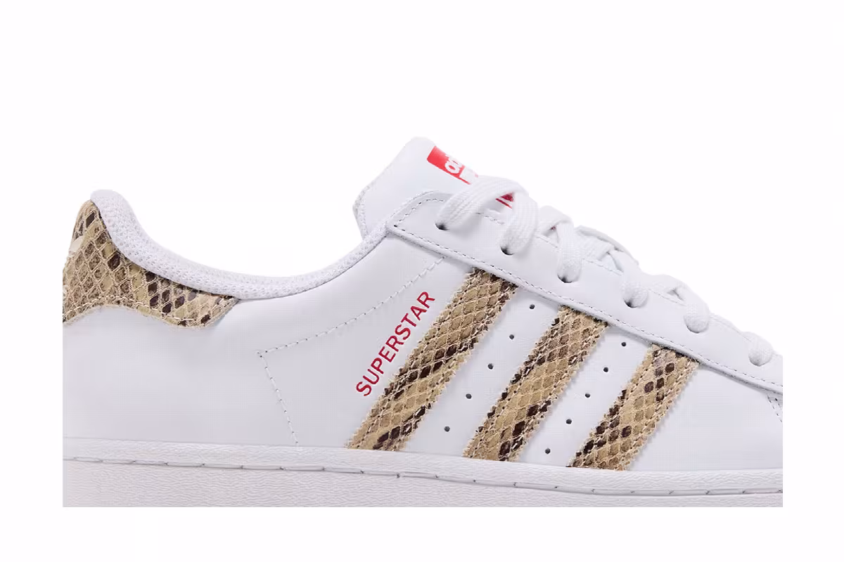 adidas Women's Superstar White Snakeskin, view 3