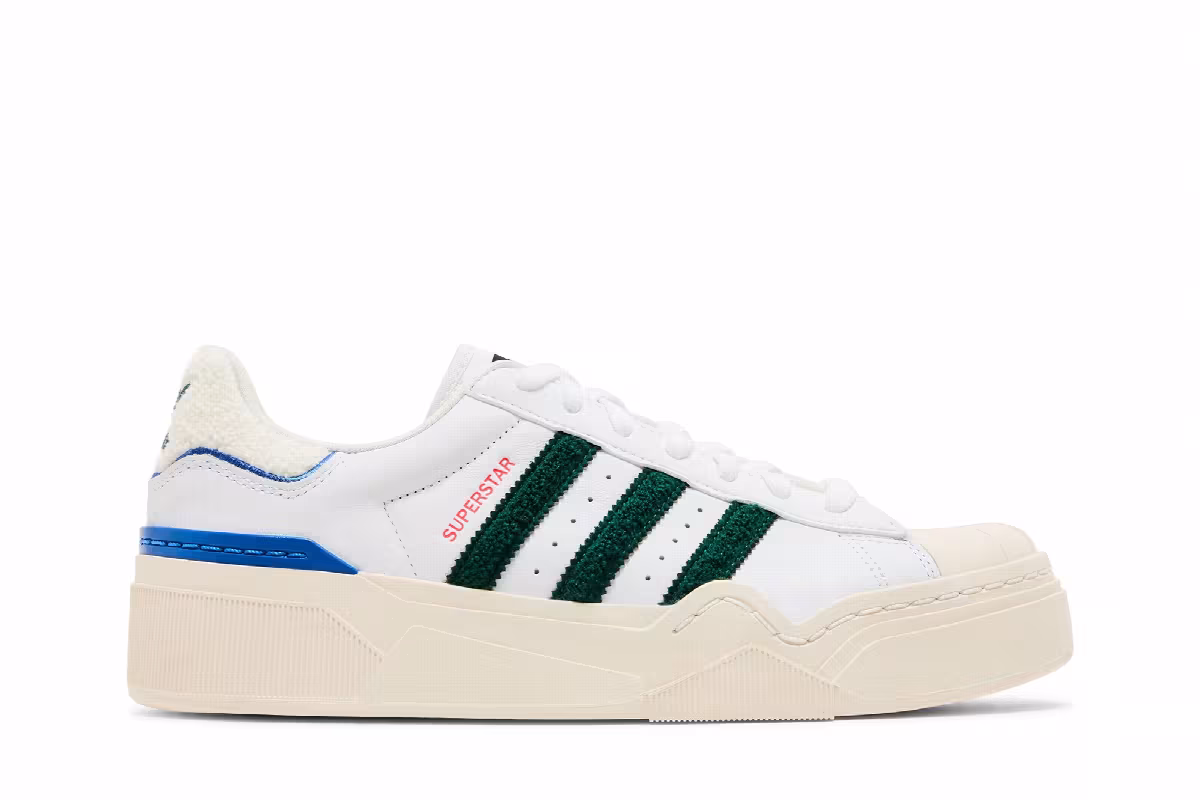 adidas Women's Superstar Bonega 2B White Green Royal, view 2