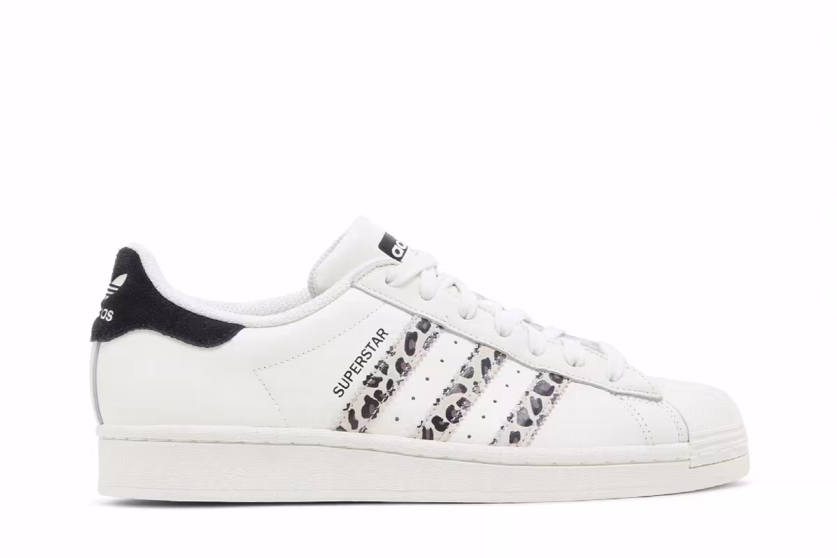 adidas Women's Superstar Off White Black Leopard, view 2