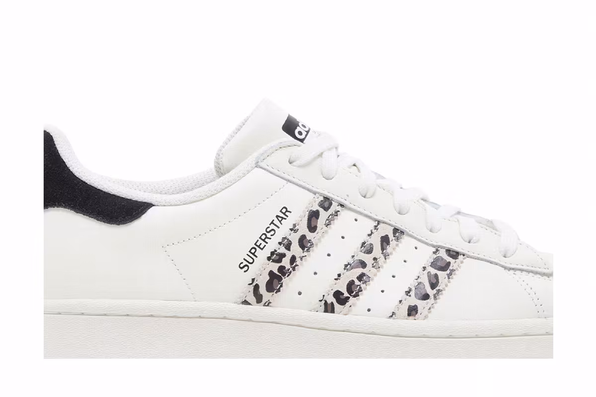 adidas Women's Superstar Off White Black Leopard, view 3