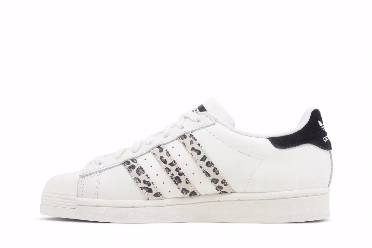 adidas Women's Superstar Off White Black Leopard, view 4