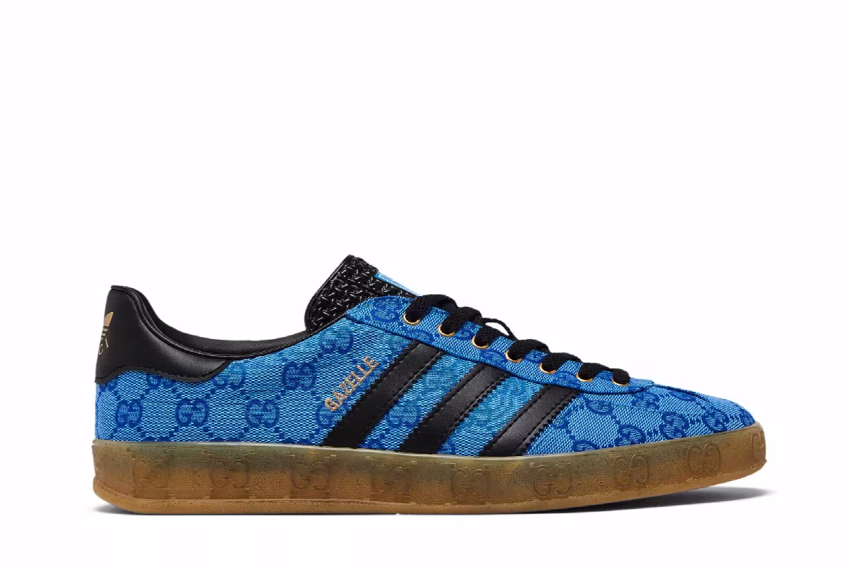Gucci x adidas Gazelle Blue GG Monogram, view 2