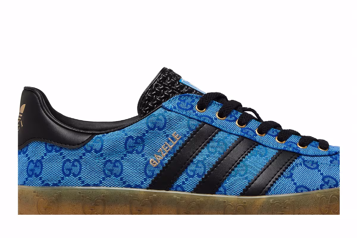 Gucci x adidas Gazelle Blue GG Monogram, view 3