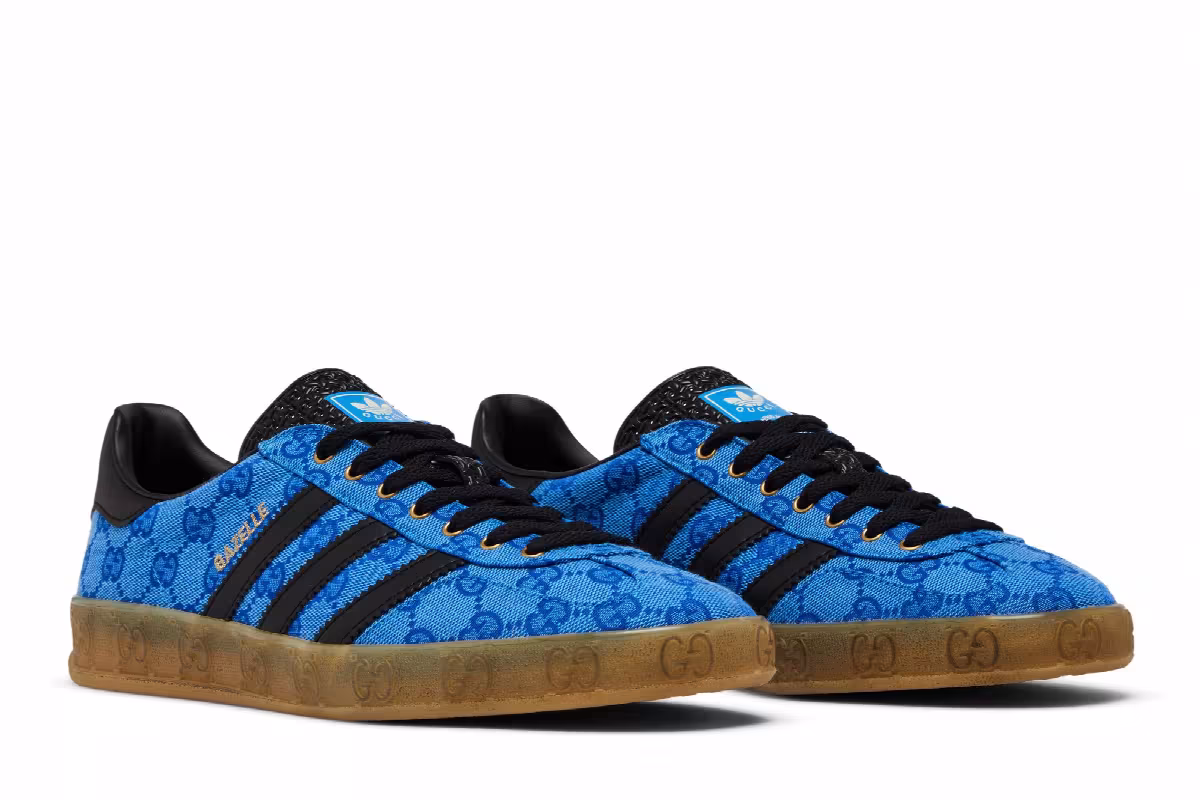 Gucci x adidas Gazelle Blue GG Monogram, view 9