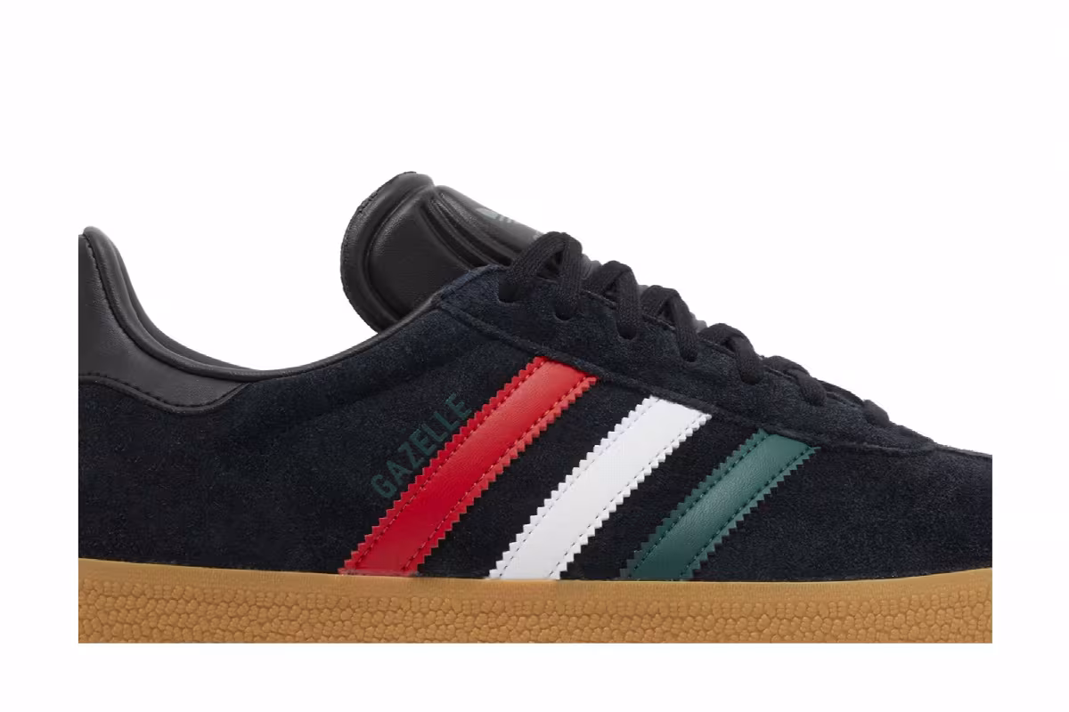 adidas Gazelle Black Scarlet Green, view 3