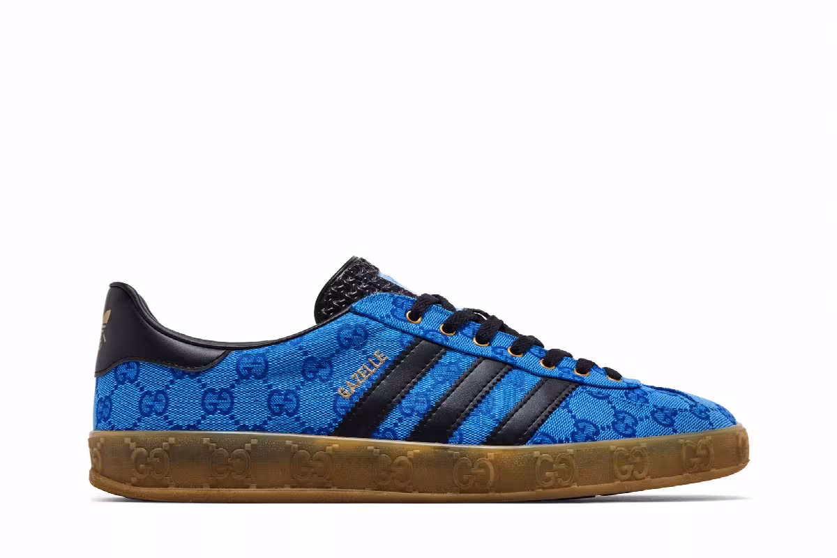 adidas x Gucci Gazelle Blue GG Monogram, view 2